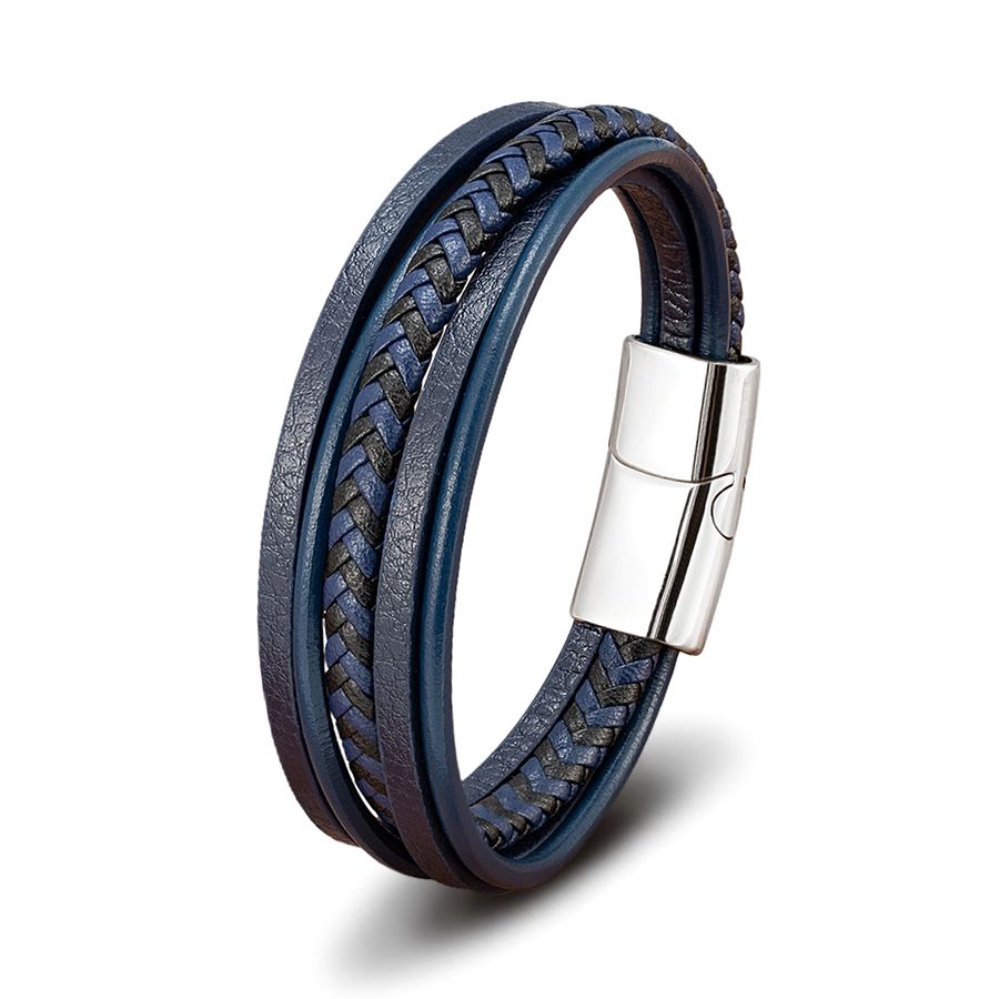 Leather Bracelet - Blue